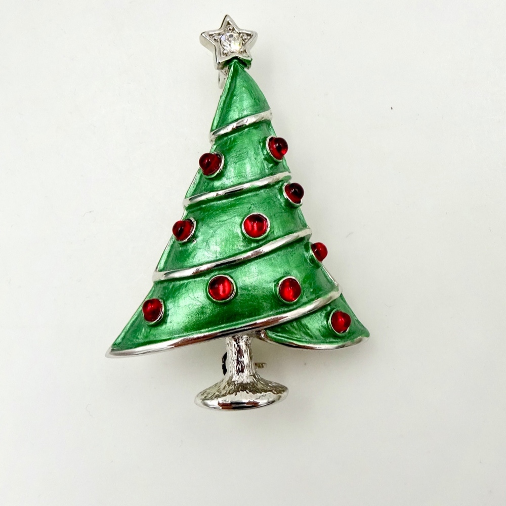 Silver Rhinestone CHRISTMAS TREE PINS Set of Three - Picture 4 of 8